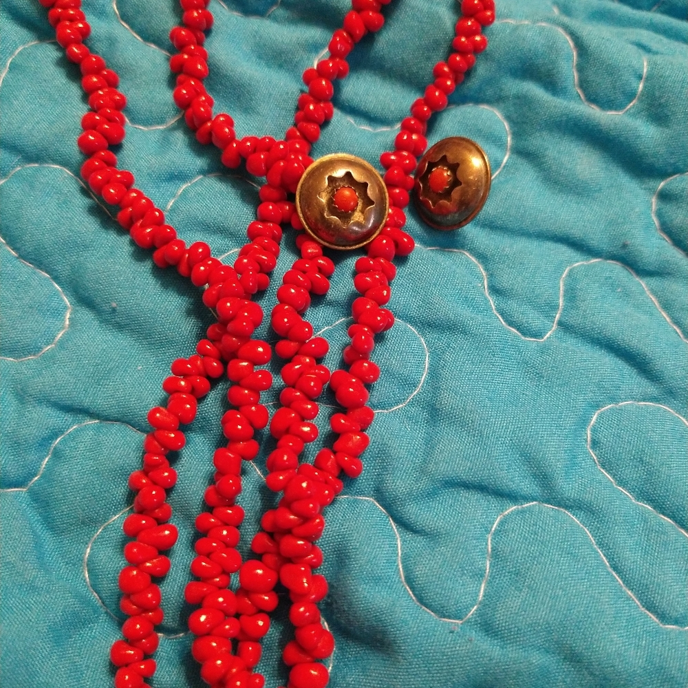 Coral necklace and earrings